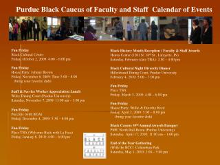 Purdue Black Caucus of Faculty and Staff Calendar of Events
