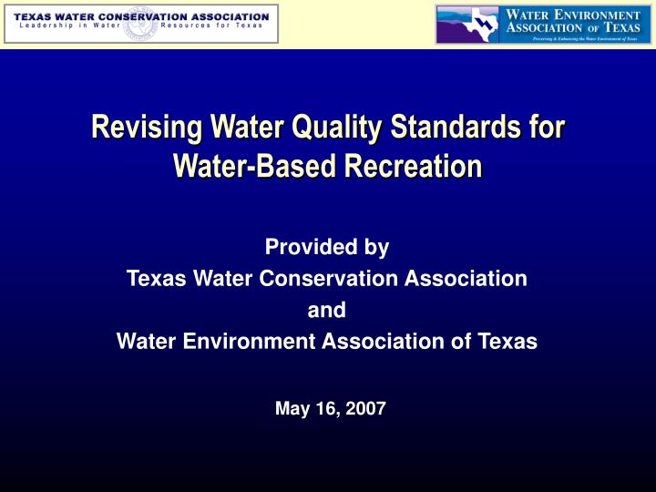 revising water quality standards for water based recreation