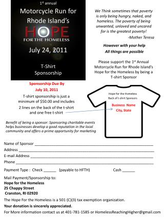 July 24, 2011 T-Shirt Sponsorship