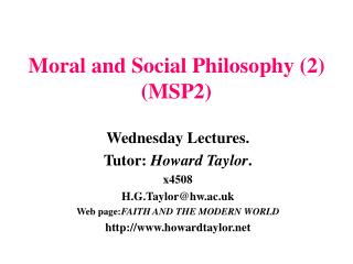 Moral and Social Philosophy (2) (MSP2)