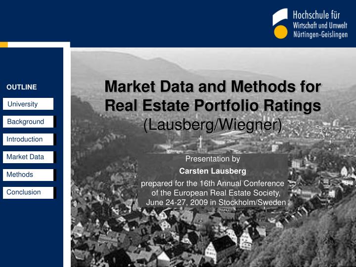 market data and methods for real estate portfolio ratings lausberg wiegner