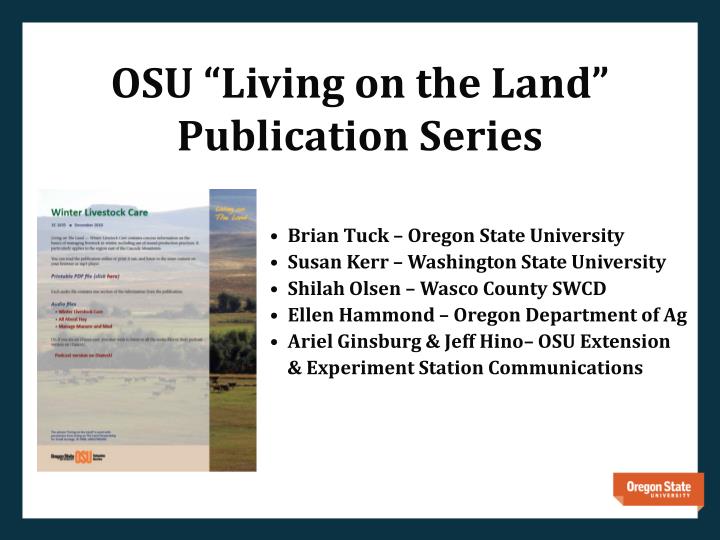 osu living on the land publication series