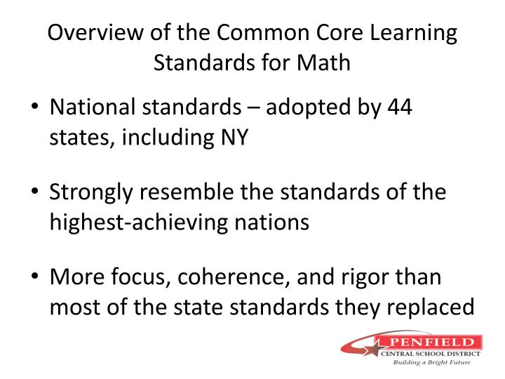 overview of the common core learning standards for math