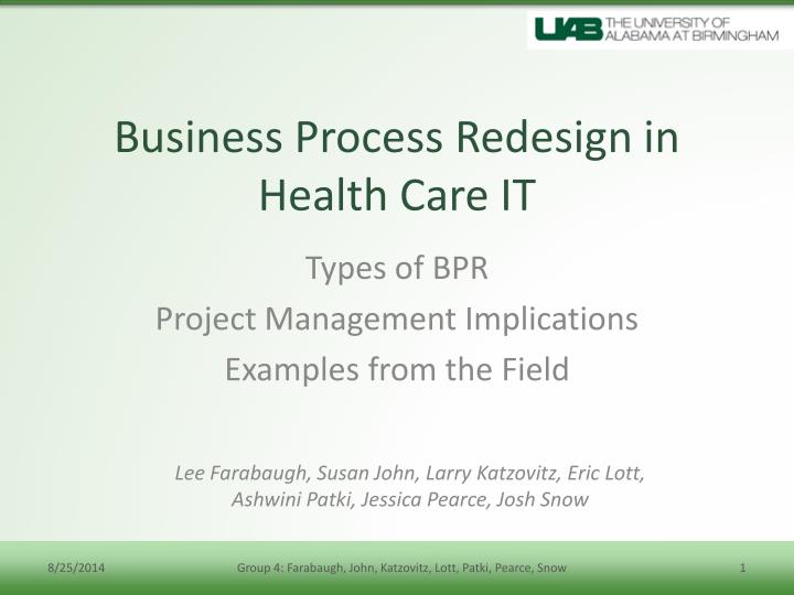 business process redesign in health care it