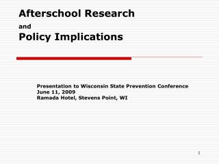 Afterschool Research and Policy Implications