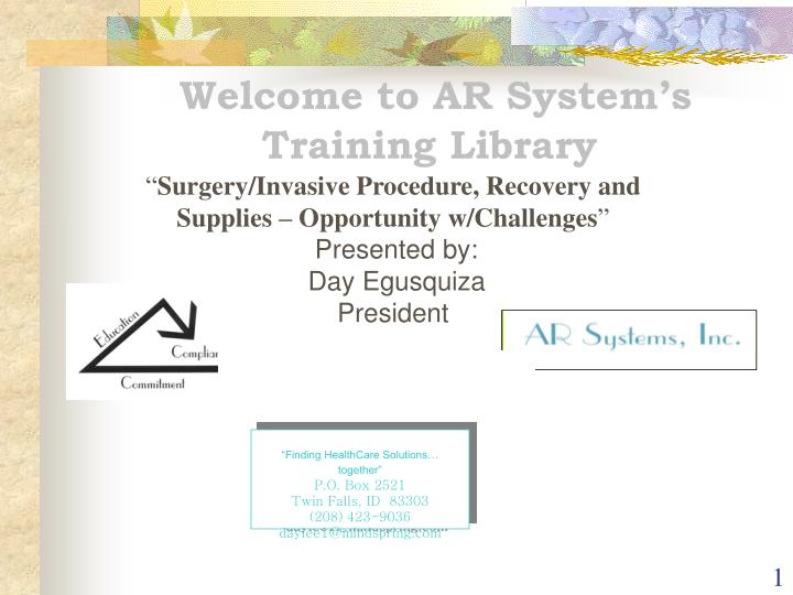 welcome to ar system s training library