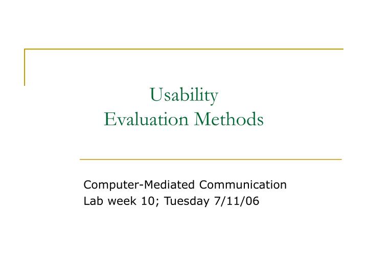 usability evaluation methods