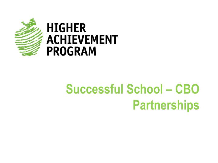 successful school cbo partnerships