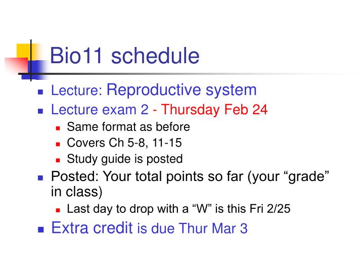 bio11 schedule