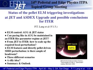 14 th Pedestal and Edge Physics ITPA Topical Group Meeting