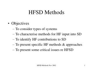 HFSD Methods