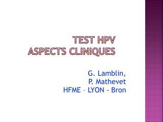 test hpv aspects cliniques