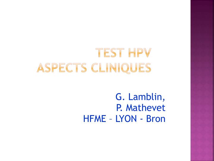 test hpv aspects cliniques
