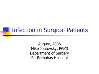 Infection in Surgical Patients