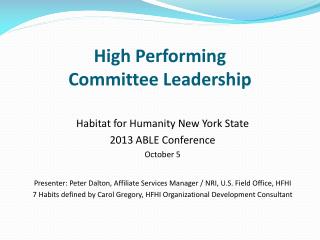 High Performing Committee Leadership