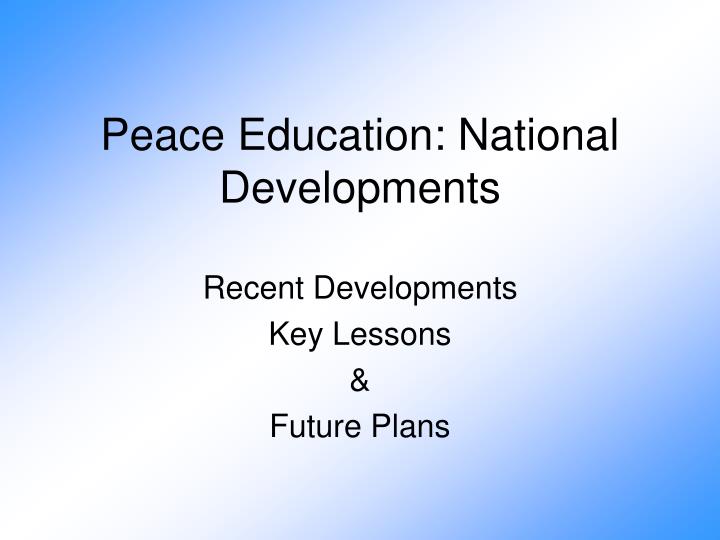 peace education national developments