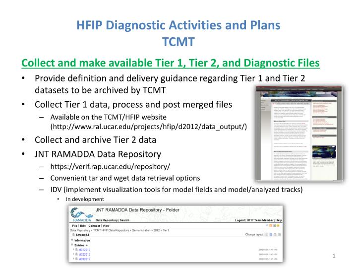 hfip diagnostic activities and plans tcmt