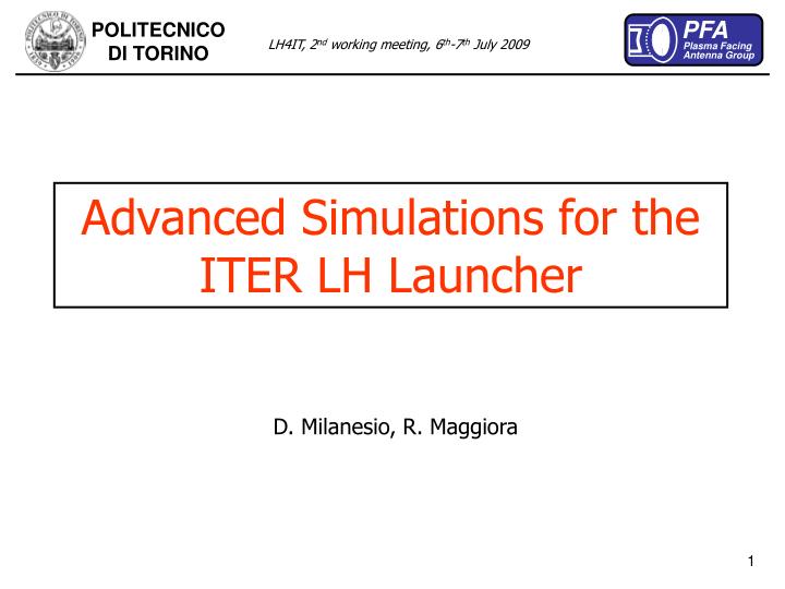 advanced simulations for the iter lh launcher