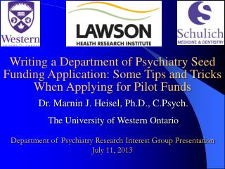 Dr. Marnin J. Heisel , Ph.D., C.Psych . The University of Western Ontario