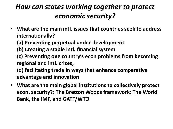 how can states working together to protect economic security