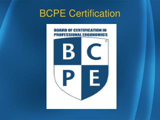 BCPE Certification