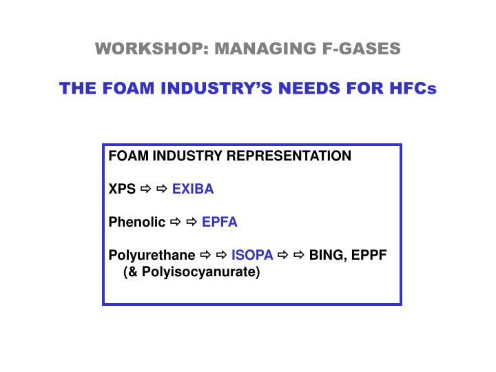 workshop managing f gases the foam industry s needs for hfcs