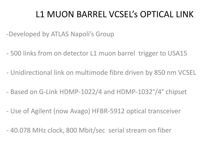 l1 muon barrel vcsel s optical link