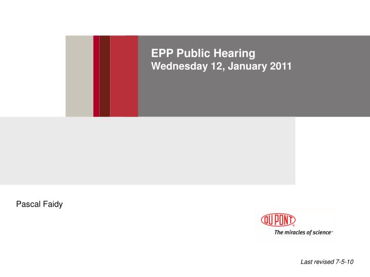 epp public hearing wednesday 12 january 2011