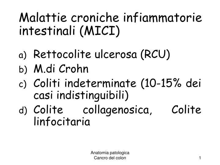 malattie croniche infiammatorie intestinali mici