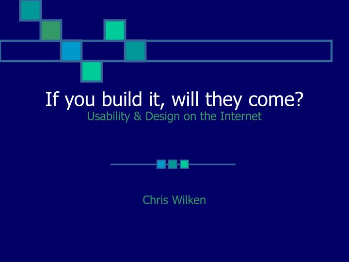 if you build it will they come usability design on the internet