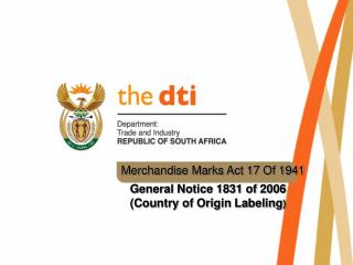 Merchandise Marks Act 17 Of 1941