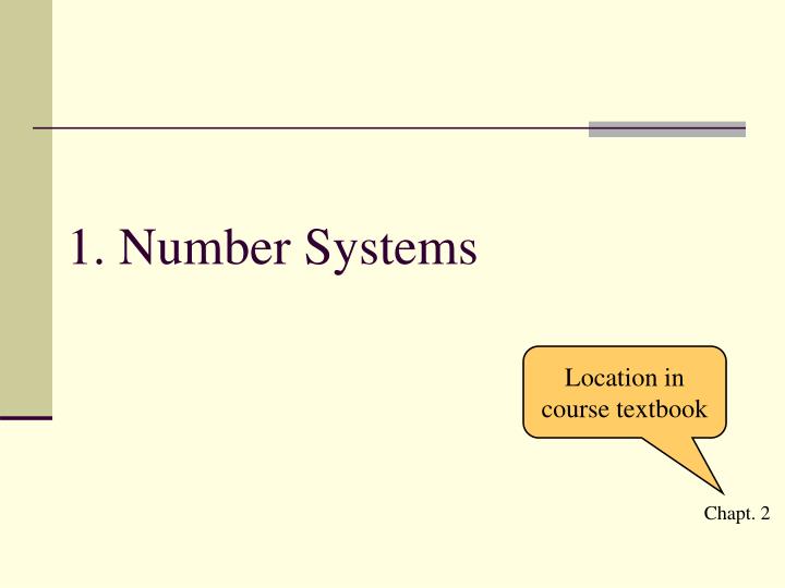 1 number systems