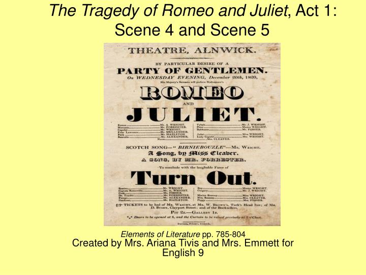 the tragedy of romeo and juliet act 1 scene 4 and scene 5
