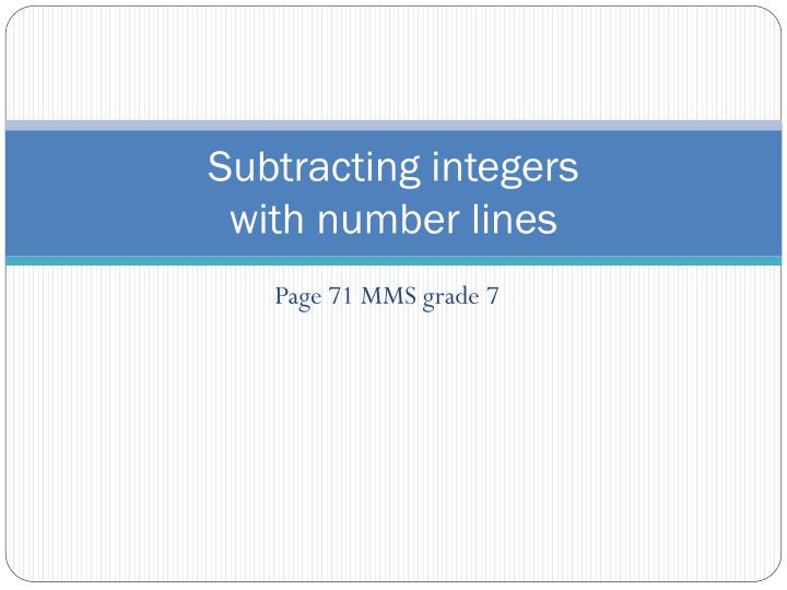 subtracting integers with number lines