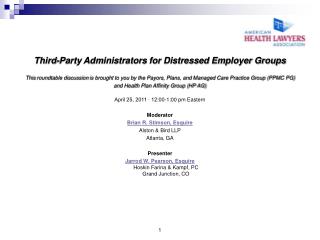 Third-Party Administrators for Distressed Employer Groups