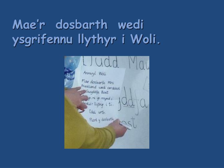 mae r dosbarth wedi ysgrifennu llythyr i woli