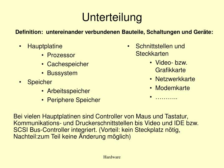 unterteilung