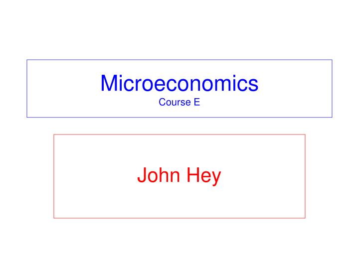 microeconomics course e