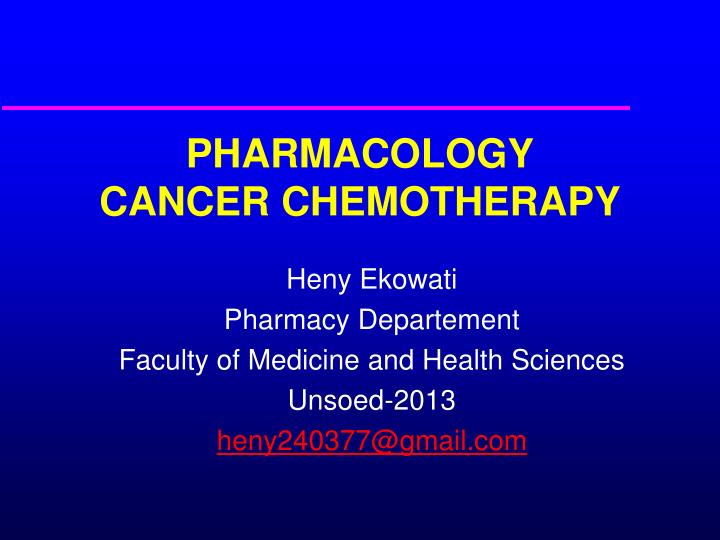 pharmacology cancer chemotherapy