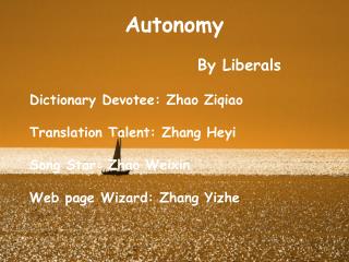 Autonomy By Liberals