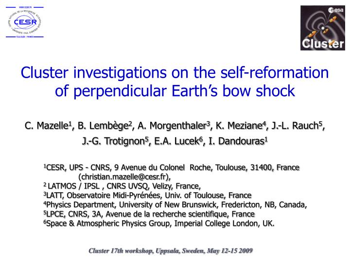 cluster investigations on the self reformation of perpendicular earth s bow shock