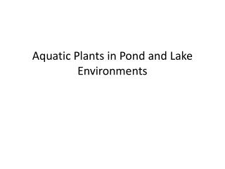 Aquatic Plants in Pond and Lake Environments