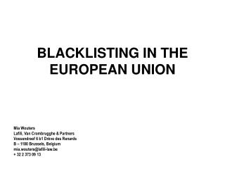 BLACKLISTING IN THE EUROPEAN UNION