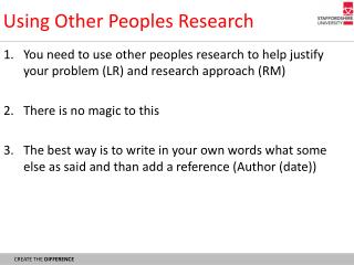 Using Other Peoples Research