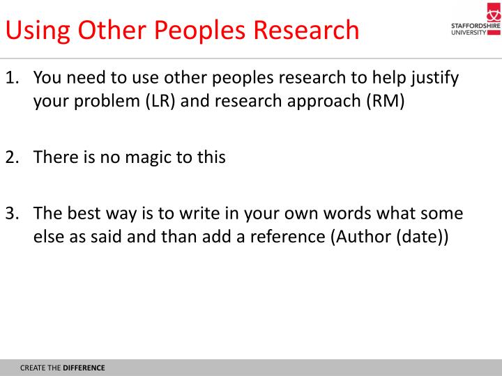 using other peoples research