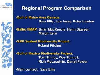 Regional Program Comparison