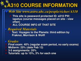 A310 COURSE INFORMATION