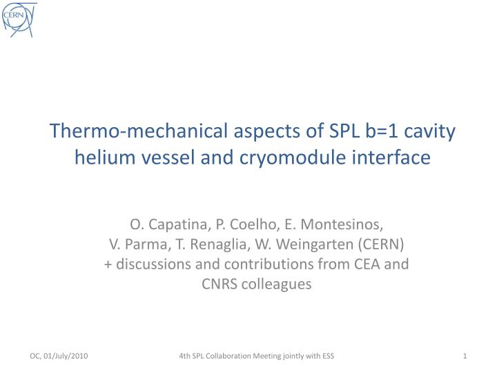 thermo mechanical aspects of spl b 1 cavity helium vessel and cryomodule interface