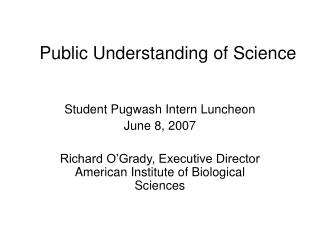 Public Understanding of Science