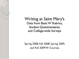 Spring 2008, Fall 2008, Spring 2009, and Fall 2009 W Courses